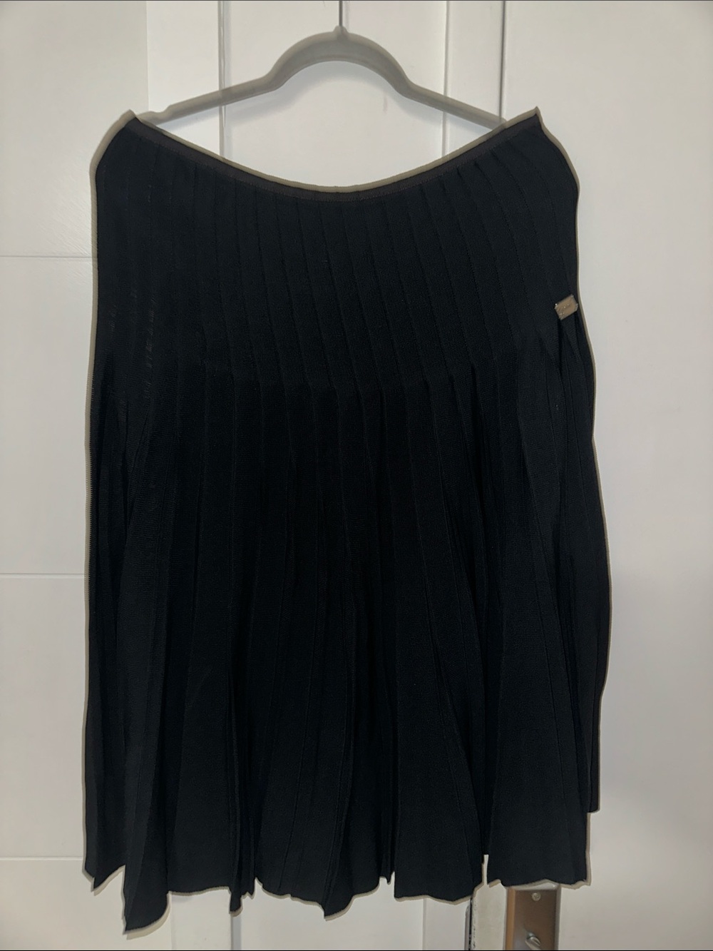 Black Pleated Knit Women's Skirt.